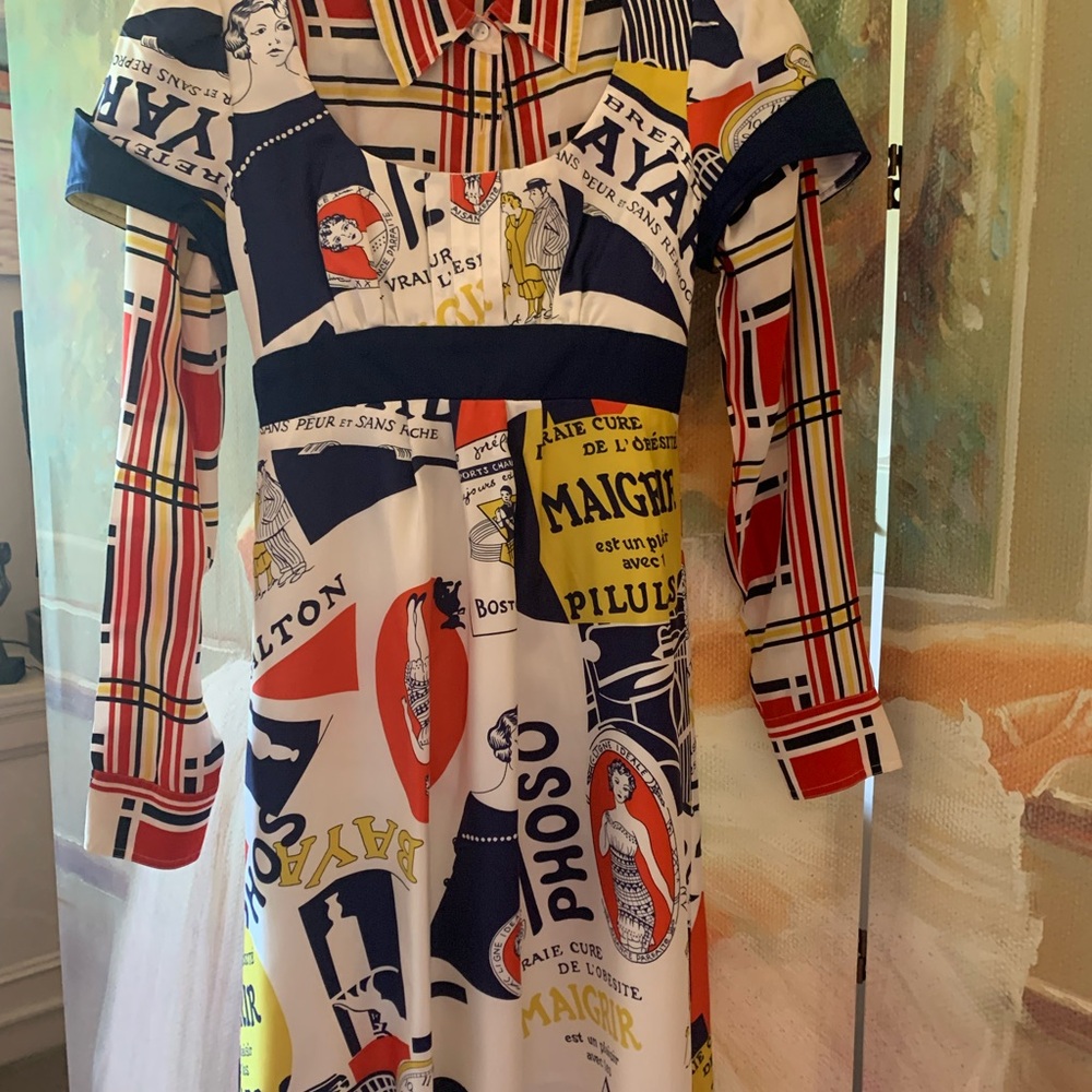 Voom by Joy Han Graphic Print Mini Dress in Navy, Red, Yellow, White